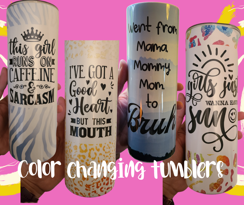 Color changing 20 oz tumbler with straw